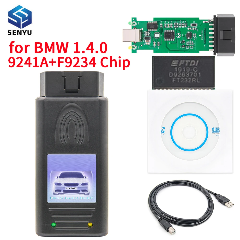 For BMW Scanner V1.4.0 Code Reader FTDI FT232RL OBD2 USB Interface Car ...