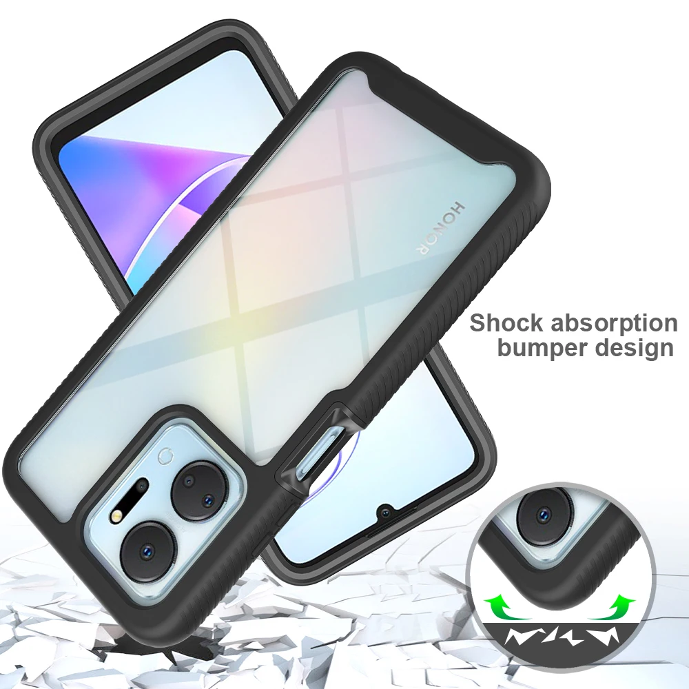 Shockproof Clear Phone Case with Built-in Screen Protector and Rugged TPU Bumper