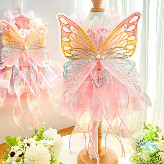 Cat Dog Princess Dress Clothes Rabbit Bunny Kitten Butterfly Costume Schnauzer Chihuahua Puppy Summer Sweet Mesh Dress 원피스 고양이 옷 4