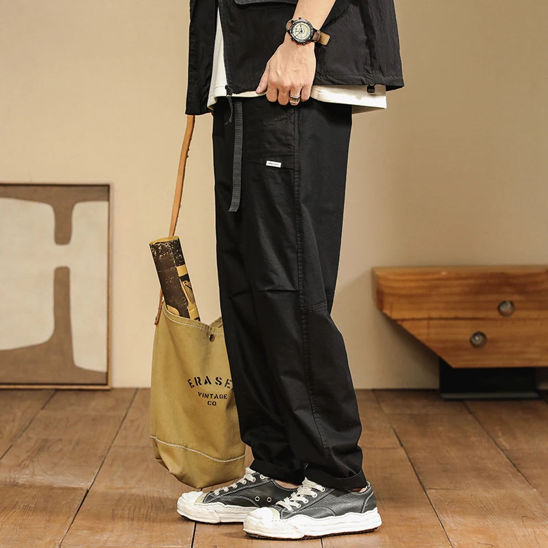 Men's spring and summer fashion brand American retro casual pants Japanese high sense wide leg straight overalls
