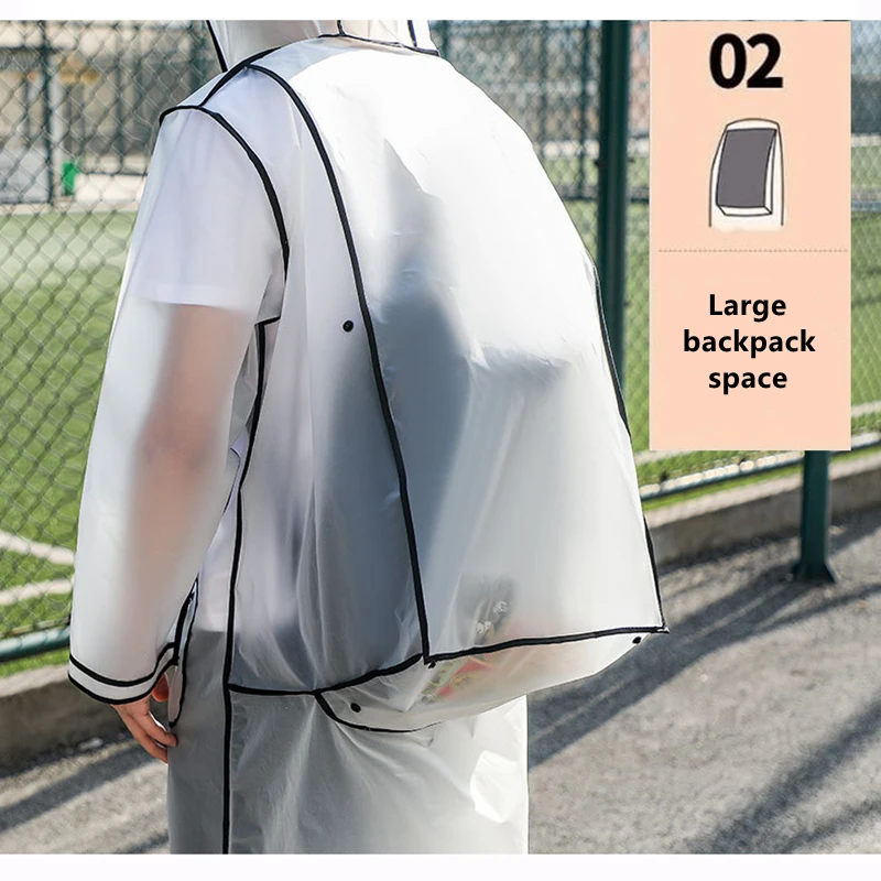 Waterproof Transparent Eva Long Ladies Raincoats Women Men Fashion Rain Coat Jackets Hooded With Schoolbag space