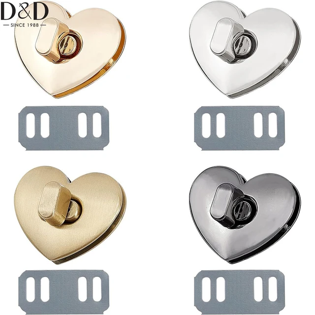  Purse Twist Lock Alloy Double Love Heart Decorative Shinny  Handbag Turn Lock for DIY Accessory : Clothing, Shoes & Jewelry