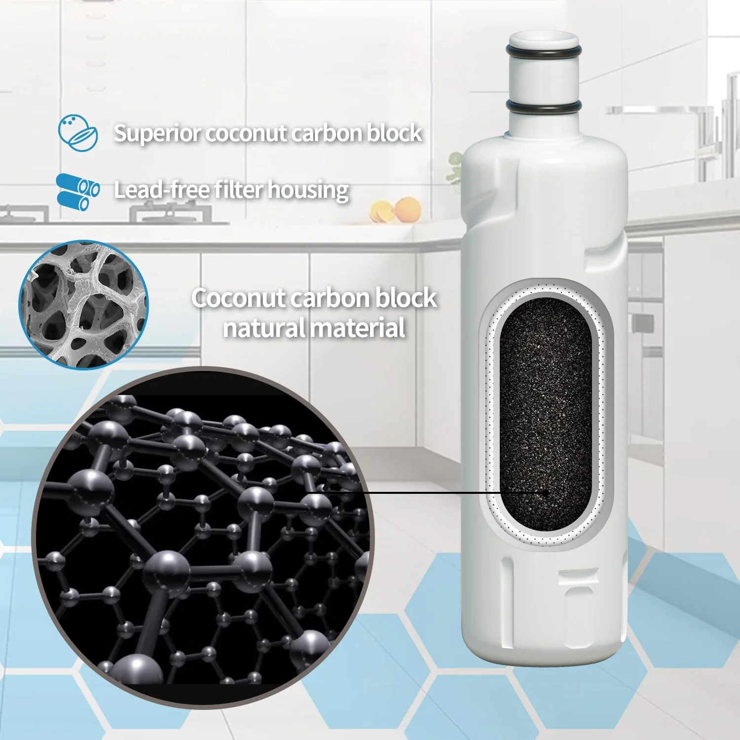 NSF Certified For everydrop by Whirlpool Ice and Water Refrigerator Filter 2, EDR2RXD1 Element W10413645A WRF989SDAB