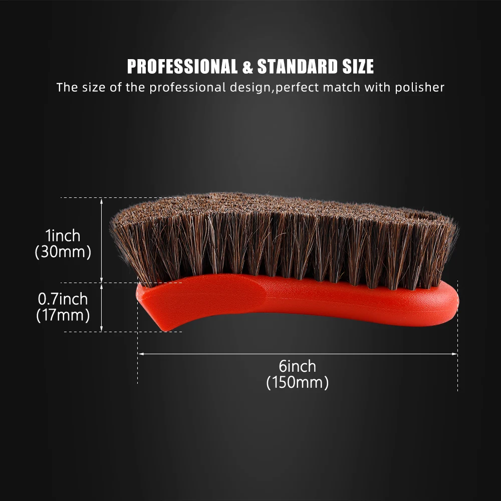 SPTA Car Interior Cleaning Brush Horsehair Bristles Brush Nylon Handle Auto Upholstery Cleaning Leather&Textile Interior