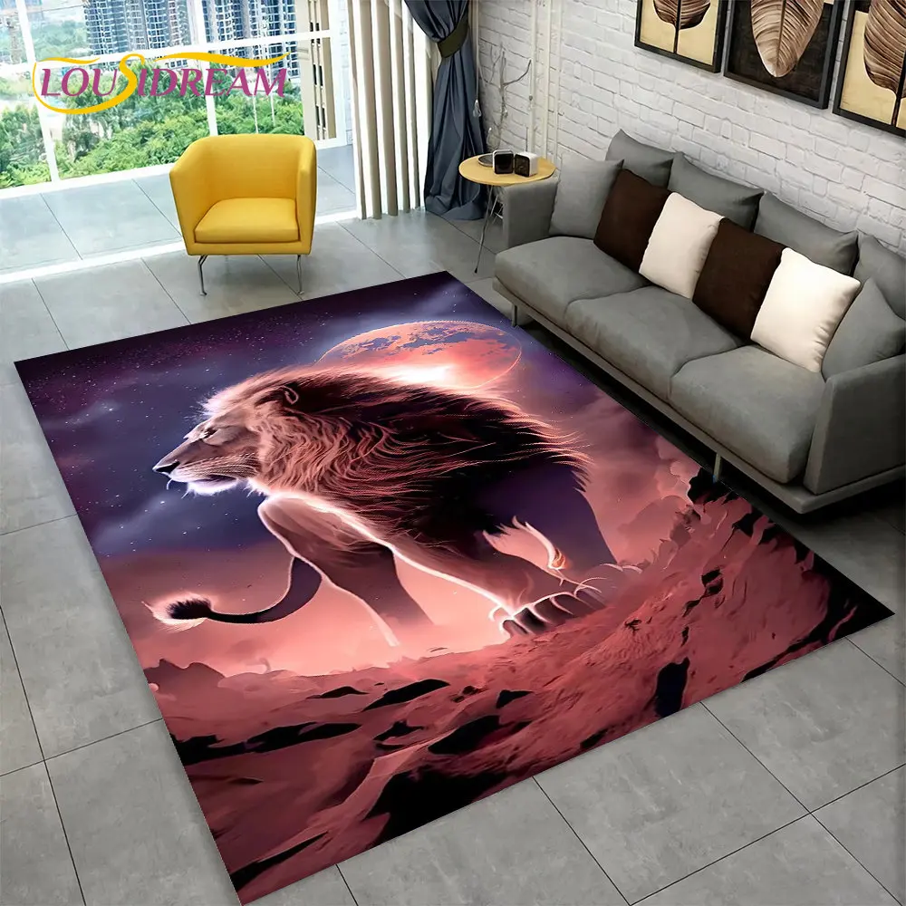 New Dream Lion Animal 3D Area Rug Large,Carpet Rug for Living Room Bedroom Sofa Doormat Decoration,Kid Play Non-slip Floor Mat