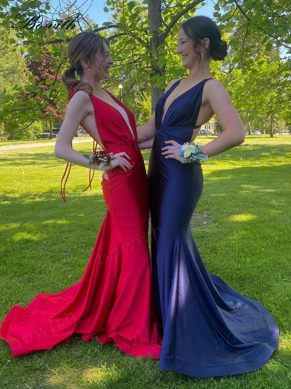 

Bowith Mermaid Evening Dress.Maxi Party Dresses for Women Backless Elegant Prom Dresses with Lace Up Back vestidos de fiesta