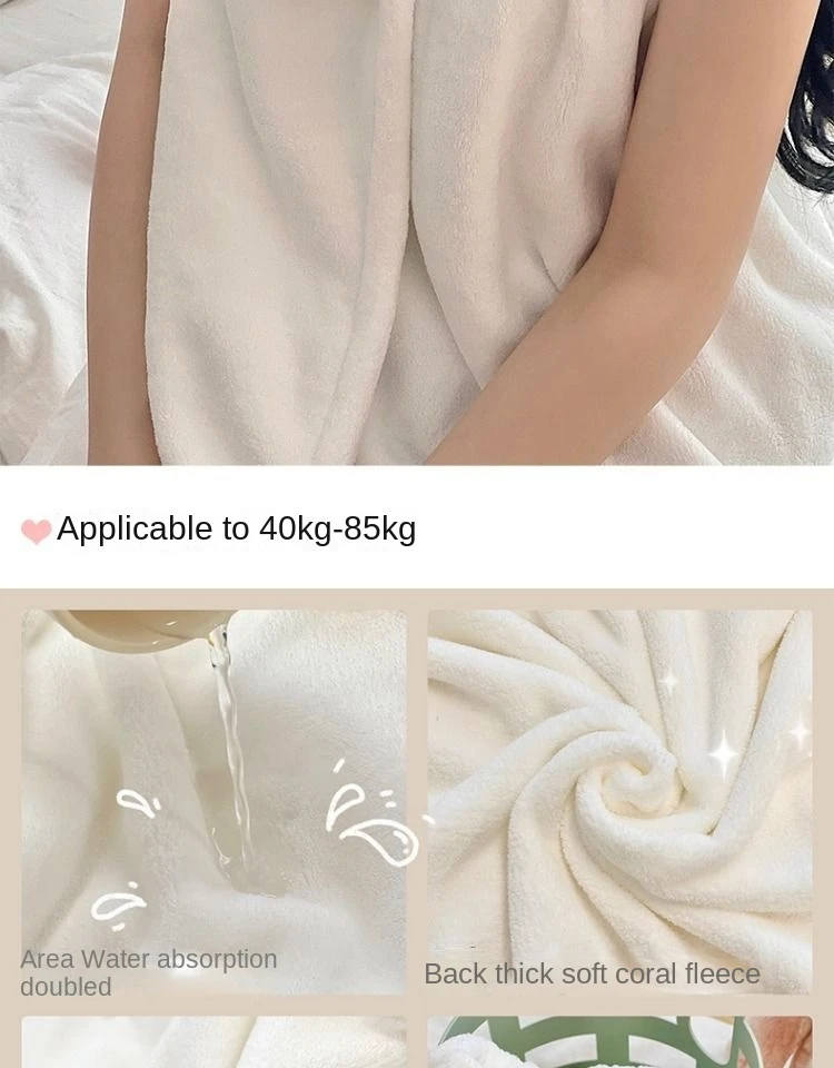 Tragbare Badet ücher Korallen vlies Damen Badrock saugfähige Schlinge Bademantel Bad Röcke Dusche Bad schnell trocknendes Handtuch – Detail 7