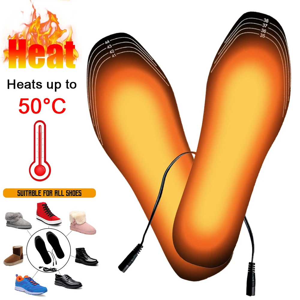 USB Heated Shoe Insoles Women Men Electric Foot Warmer Washable Winter Outdoor Sport Thermal Insoles Keep Foot Warming Pad Mat