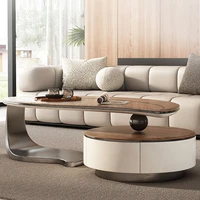 Table basse d'appoint en bois massif, multifonction, personnalisée, créative, Unique, feuille de forme spéciale, moderne, meubles de luxe en noyer, pour salon 2