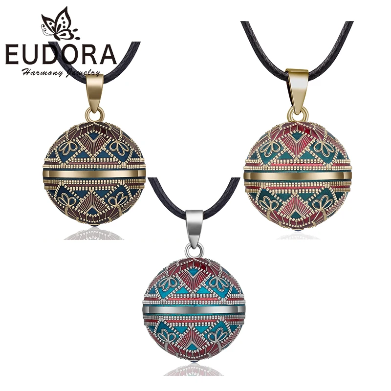 Eudora 20mm Vintage Mexican Bola Harmony Chime Ball Angel Caller Pregnancy Pendant Necklace for Women Fashion Jewelry N14NB319