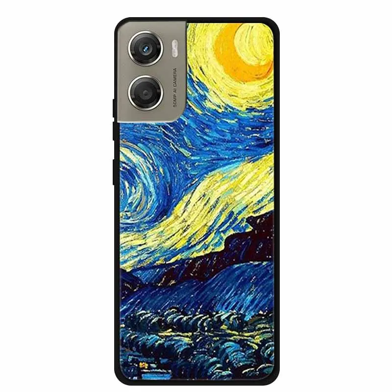 Cute Cartoon Animal Soft Silicone Back Cover with Flower Design - Black