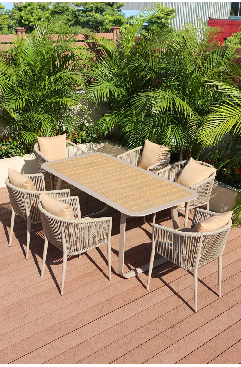 Rattan Garden Furniture Outdoor Sets European Pool Outdoor Furniture Sofa Sets Modern Dining Wooden Cushion Moveis Jardim Chairs