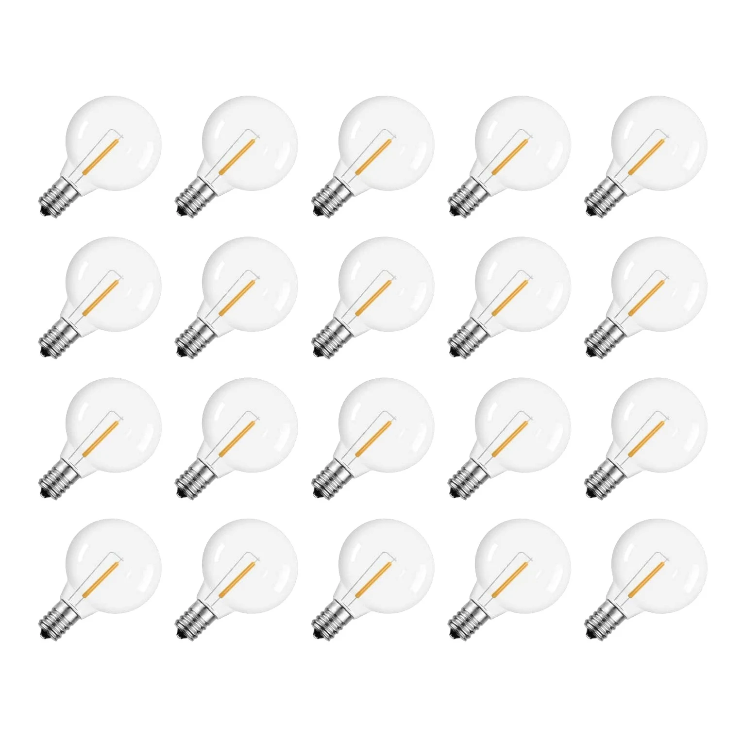 Lampadine Di Ricambio A Led G40 Da 20 Pezzi Lampadine A Globo A Led Infrangibili Con Base A Vite E12 Per Luci A Stringa Solare Calde