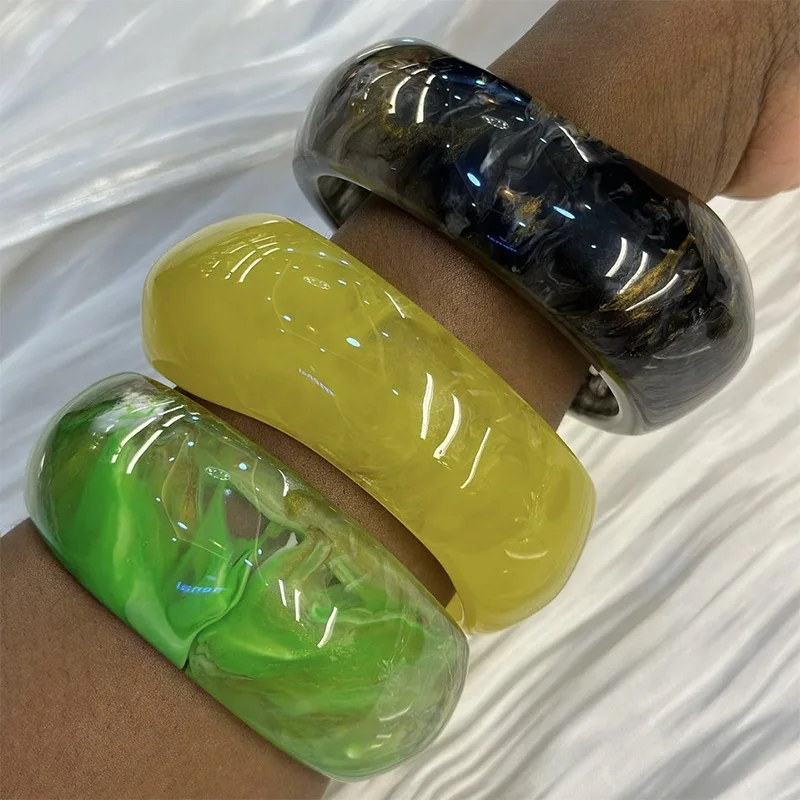 Classic Acrylic Cuff Fashion Bracelets Bangles Women Wide Geometric Resin Bracelets Female Simple Charm Party Jewelry bangle bracelet