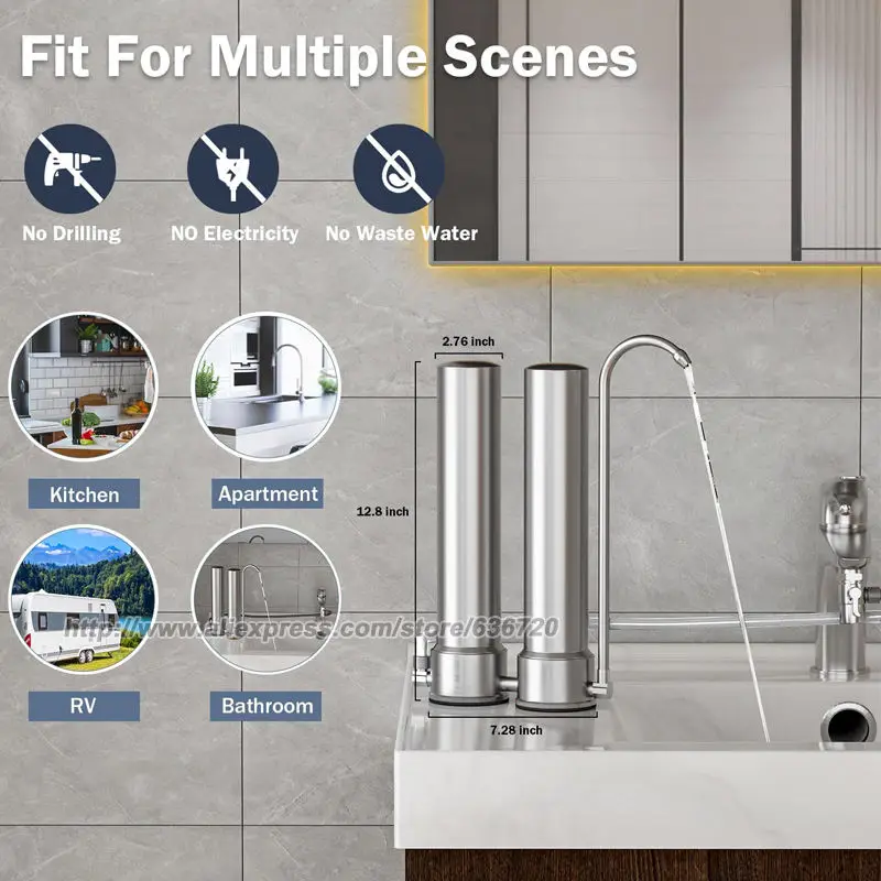 Description Picture 5 of itemDS99 Countertop Water Filter System, 0.5 Micron NSF Certified Elements Reduces Lead, Chlorine, Heavy Metals, Bad Taste & Odor