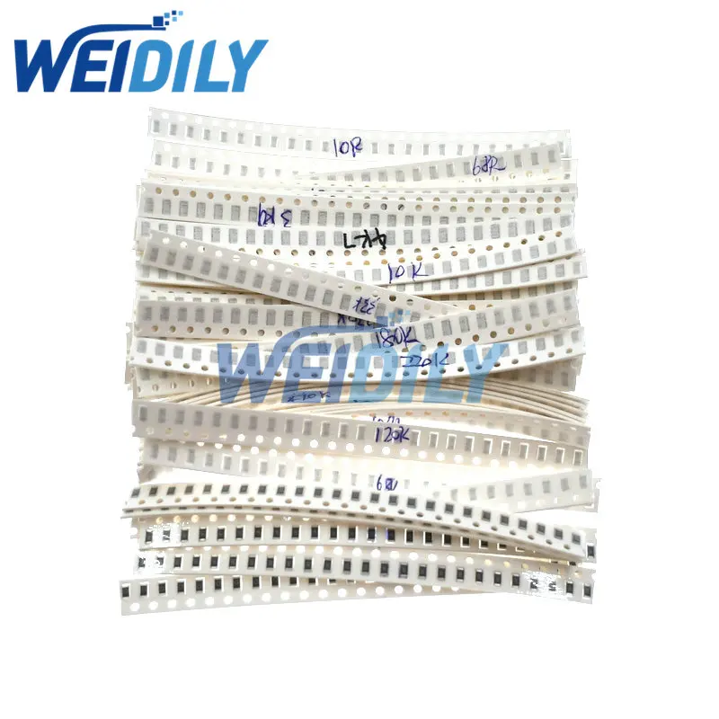 1250PCS 50 Value 1206 SMD Resistor Kit 0R~10MR NEW AND ORIGINAL Chip Resistance Assorted Set