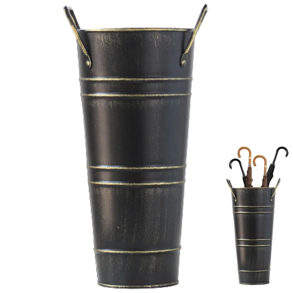 Flower Vase Retro Style Flower Arranging Bucket Pastoral Style Flower Pot Metal with Handle Iron Vase Office