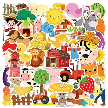 50 adesivi con animali da fattoria per bambini – Adesivi in vinile impermeabili con design unici a tema cartoni animati per bagagli – Negozio di adesivi Giajar