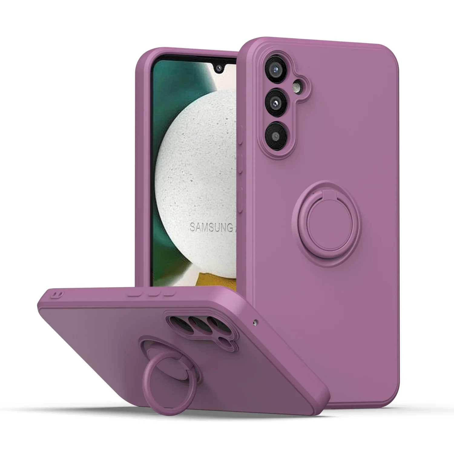 Magnetic Holder Ring Case - Liquid Silicone Phone Cover