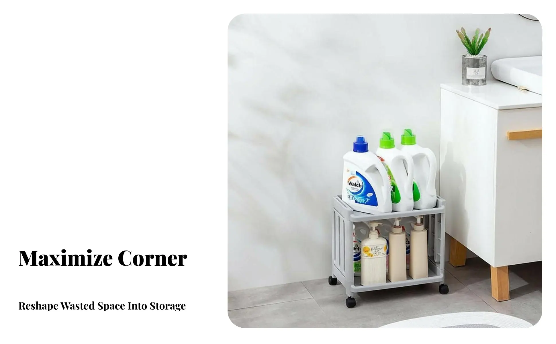 Slim Rolling Trolley Space-Saving Slim Rolling Storage Trolley Multi-Functional Adjustable Tiers for Homeowners, Renters