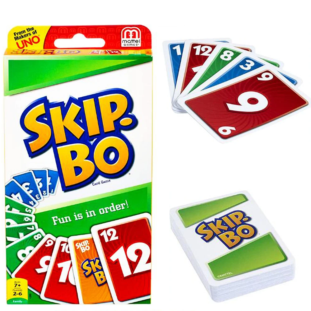 Mattel Games UNO:SKIP BO Card Game Multiplayer UNO Card Game Family Party Games Toys Kids Christmas Toy Gift collectible card game toy