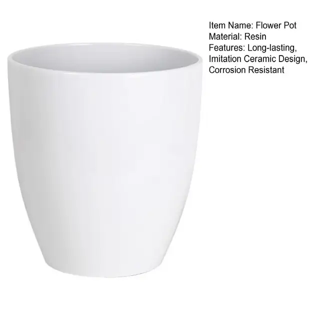 28cm Height Deep Flower Pot Imitation Ceramic Resin Monstera Planter Saucer For Indoor Outdoor Plants Home Garden Office Decor 6