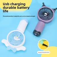 Small Fan Desktop Handheld Cartoon Cool Mini Practical Electric Fan Charging Portable Gift Office Portable Birthday Gift 1