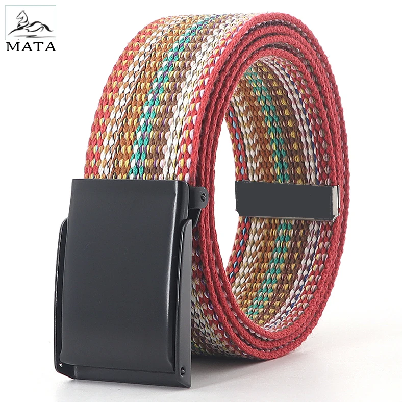 

New 3.8cm Wide Smooth Buckle Belt Color Male And Female Students Korean Jeans Accessories Youth Leisure Nylon National Wind Belt