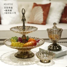  European-Style Glass Double-Layer Fruit Plate Modern Creative Fruit Plate Dried Fruit Tray 
