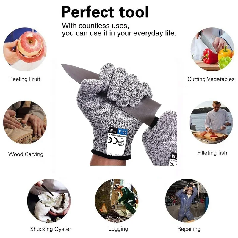 Anti-cut Outdoor Fishing Gloves Knife Cut Resistant Protection Fishing Hunting Gloves Steel Wire Mesh Gloves Fishing Tools 2