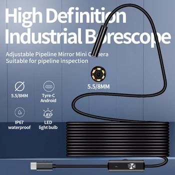 Type-c Android Endoscope Camera 7.0mm Hard Cable PC Android Phone Endoscope Pipe Type C Borescope Inspection Mini Camera 1