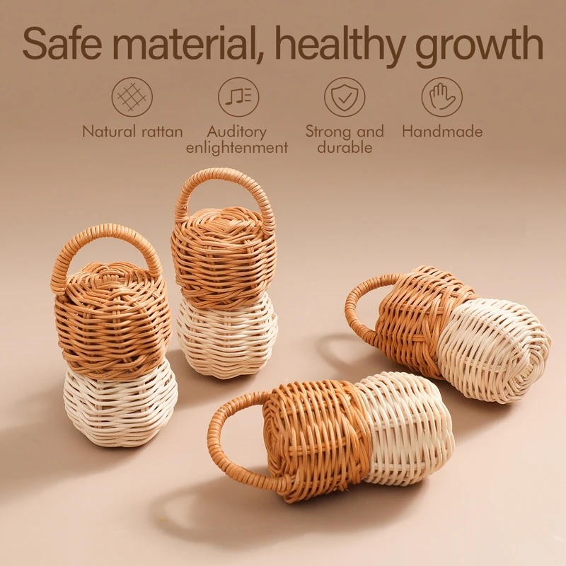 Baby Handmade Rattan Rattles Toys Sand Hammer Musical Rattle Hand Woven Infant Mobile Hand Bell Sensory Attetion Training Toys baby toys baby rattle toys hanging rattles toy ball rattle toy