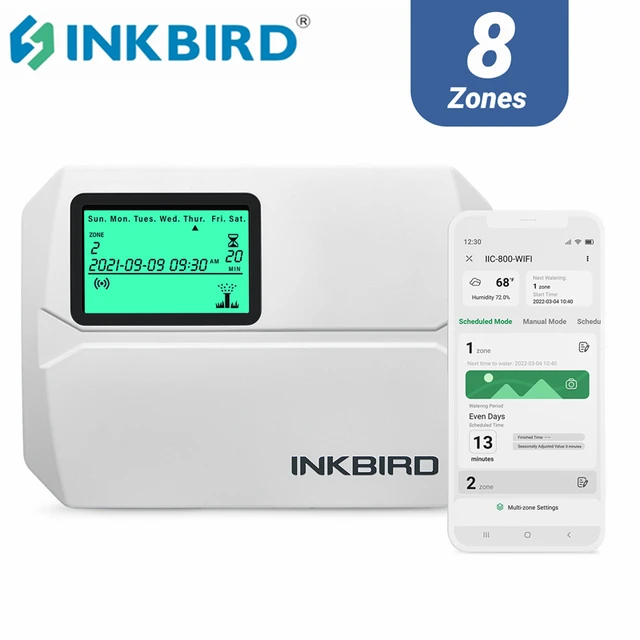 Inkbird 8-Zóna Vezérlő Wi-Fi Smart Sprinkler Beltéri/Kültéri Öntözési Időzítő Ingyenes Alkalmazás-Monitor Támogatja Az Esőkarátást