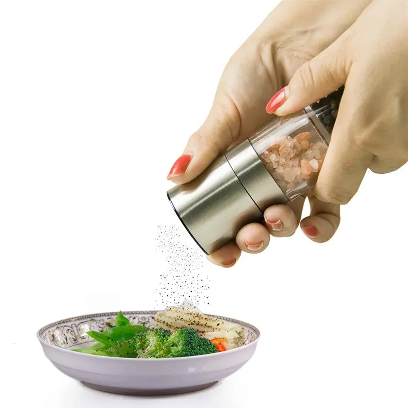 Manual Pepper Mill Grinder, Ceramic Grinding Core, Salt and Pepper Grinding, 2 in 1 Stainless Steel, Seasoning Grinder Tools
