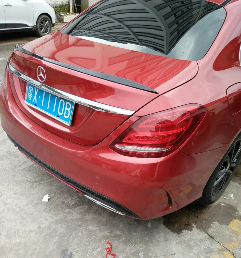 

For Mercedes W205 Spoiler 4-Door Sedan C63 C180 C200 C250 C260 ABS Plastic Tail Wing Unpainted Primer Color 2016 - 2019