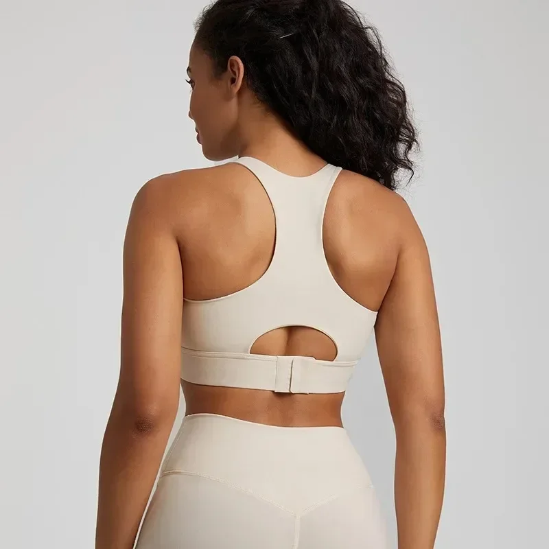 Lemon Round Neck Women Fitness Bra Tights Sport Yoga Tank Top Cutout Buckle Gym High Strength Comprehensive Training Jog