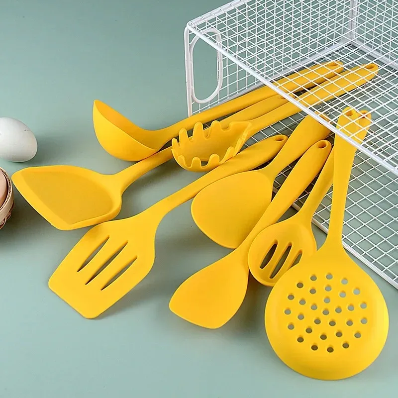 Yellow Silicone Non-Stick Heat-Resistant Kitchen Utensils Set