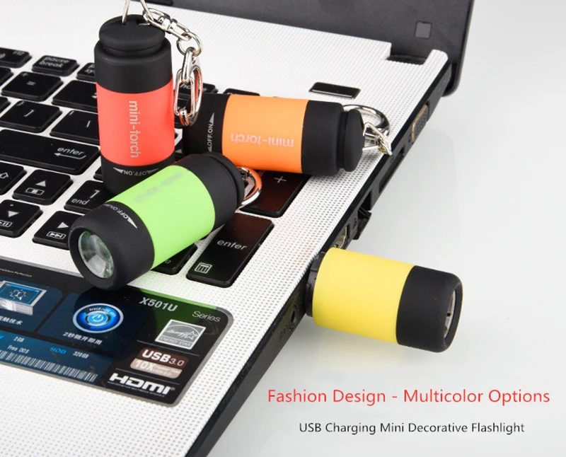Outdoor Tools Mini LED Keychain Torch Flashlight Mini USB Rechargeable Small Pocket Torch Light CN For Camping & Hiking