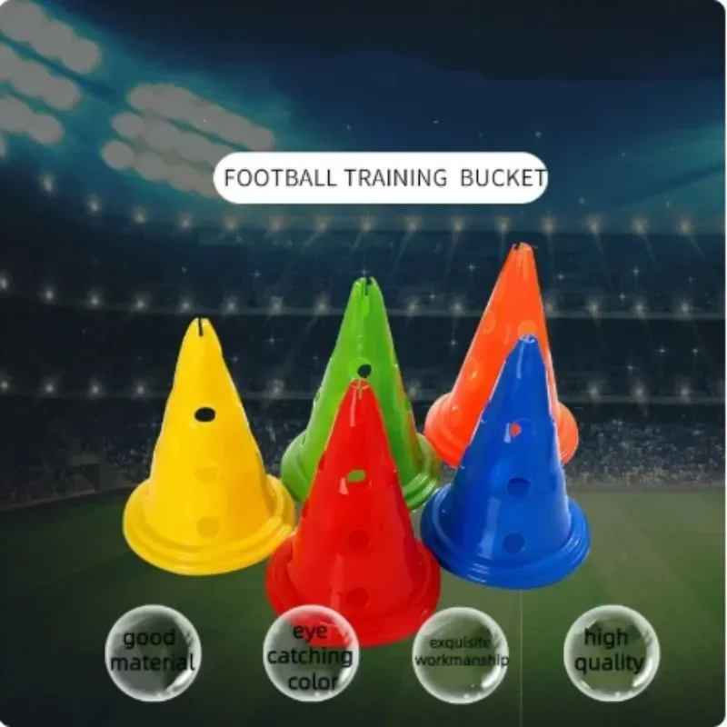 30cm Football Logo Bucket Training Equipment Cones Roller Skating Soccer Basketball Bucket Team Training Marker Roadblock Cone