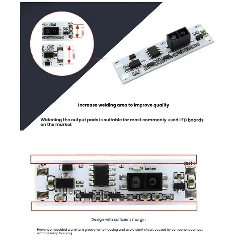 핸드 웨이브 센서 스위치 제어 모듈 LED 조명 캐비닛 옷장 신발장용 5V-12V-24V 호환 실내 사용