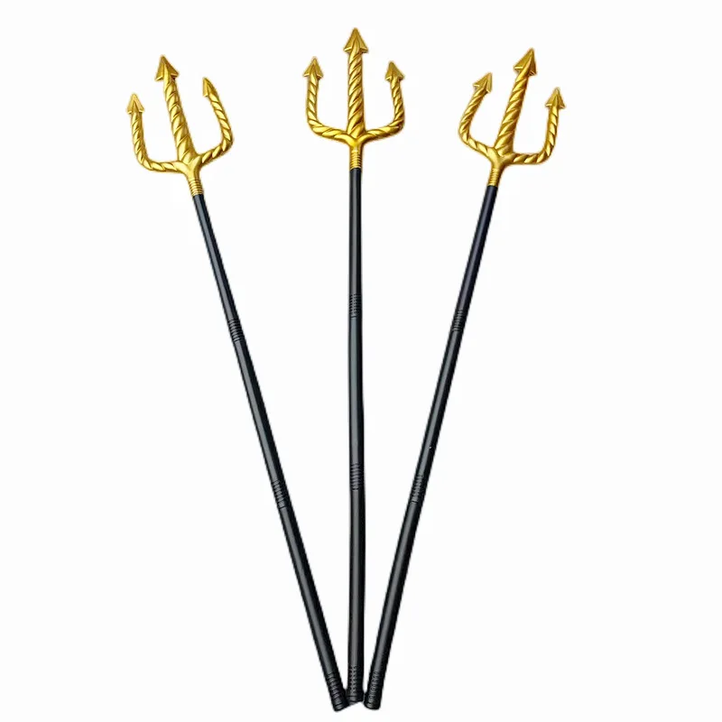 Halloween Festival Prop Death Spiral Trident Plastic Gold Weapon