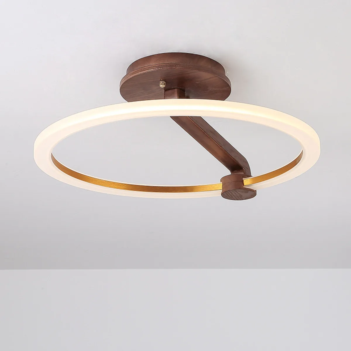 

Walnut Color Original Solid Wood Balcony Aisle Round Halo Attract Top Light Northern Europe New Chinese Style Modern Arts Lamps