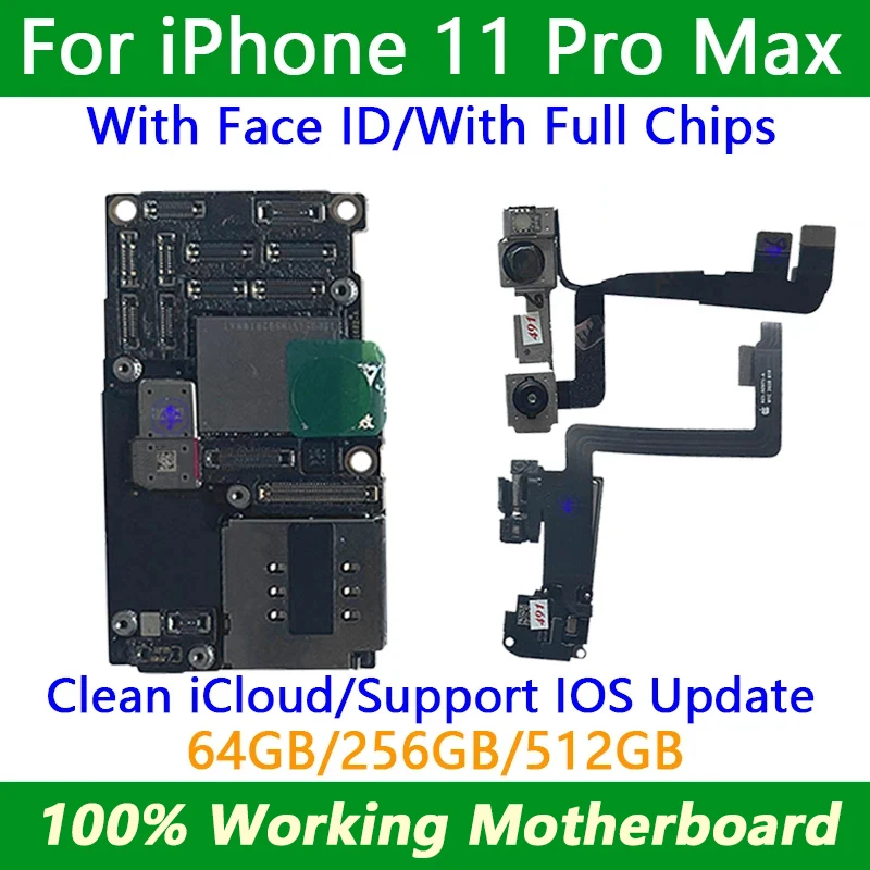 Board For iPhone 11 Pro max Motherboard 64GB 256GB NO/with Face ID Logic Free ICloud Factory Unlocked Mainboard A+++ Quality iphone motherboard mobile motherboard cell phone parts