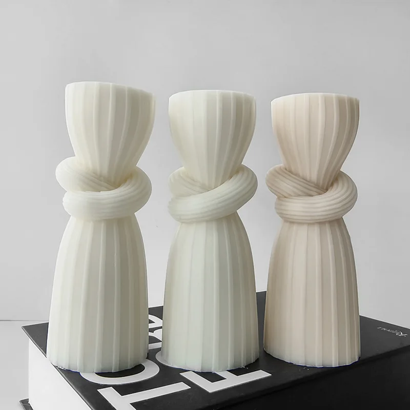 Rope Knot Pillar Silicone Candle Mold DIY Striped Cylinder Aroma Candle Plaster Ornaments Molds Handmade Making Supplies