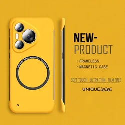 Luxury Ultra Thin Frameless Magnetic Case - Slim Hard Matte Finish Phone Cover for 70 Pro (P70Pro) (Yellow)