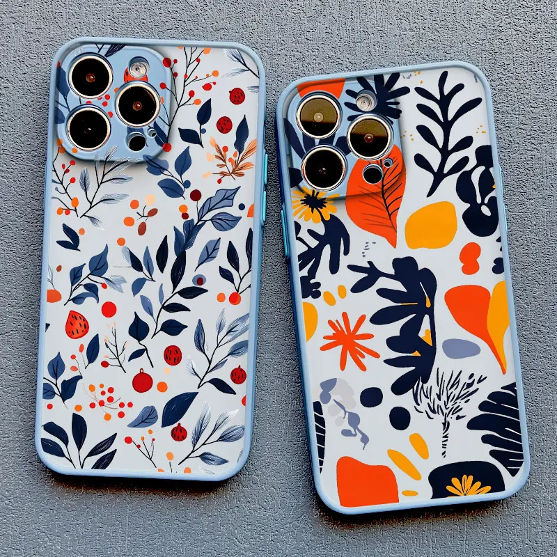 Blumenzweig Feines Blumenmuster Handyhülle für iPhone 13 12 Mini 11 Pro Max 17 16 15 14 Pro Max Plus XS XR 16 Plus Rückseite – Detail 15