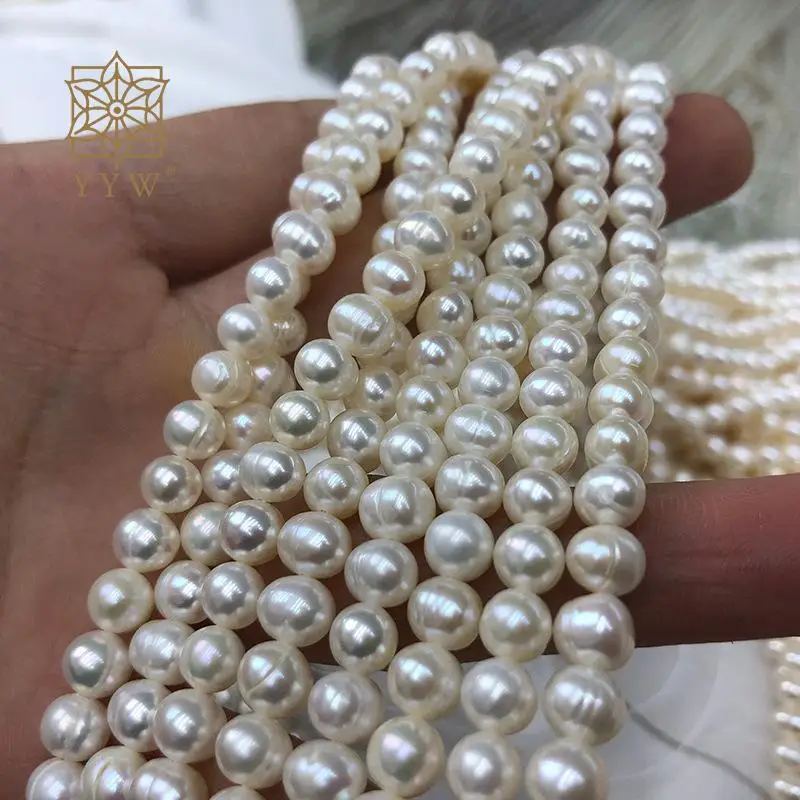 Cultured Freshwater Natural Pearl Slightly Round Beads White 5.5-6.5mm Sold Per Approx 36 Cm Strand For Women Jewelry Making