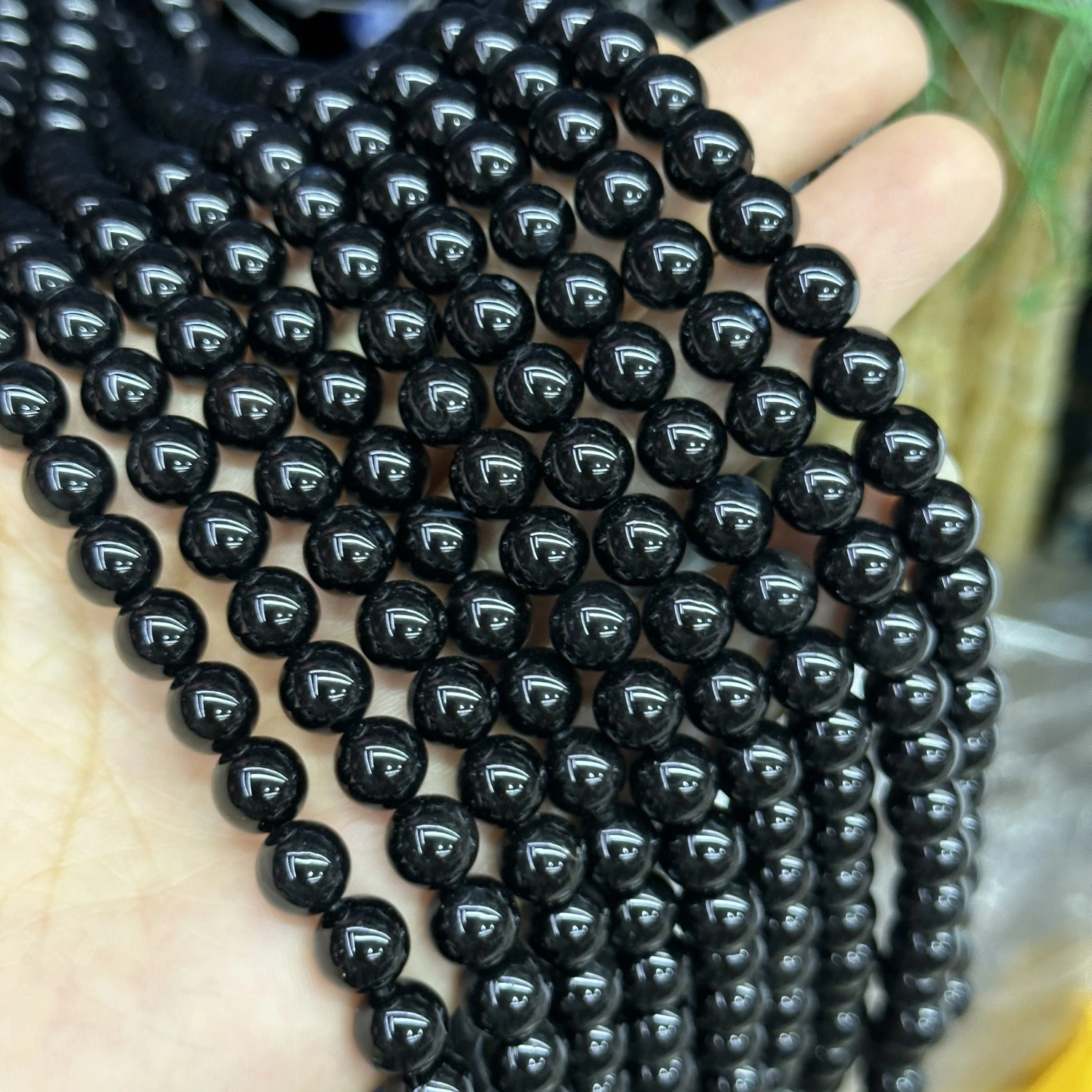 ジュエリー作り用の天然ブラックストーンビーズ,ストライプ