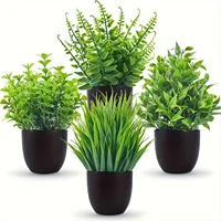 4pcs Mini Artificial Potted Plants Fake Bonsai Greenery for Home Office Farmhouse Bathroom Shelf Decor Indoor 2