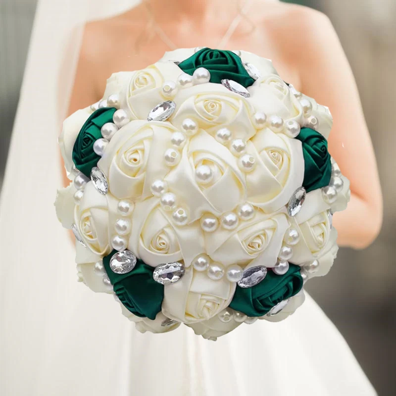 

1pc/lot Bridal Wedding Bouquet Artificial Ribbon Rose
